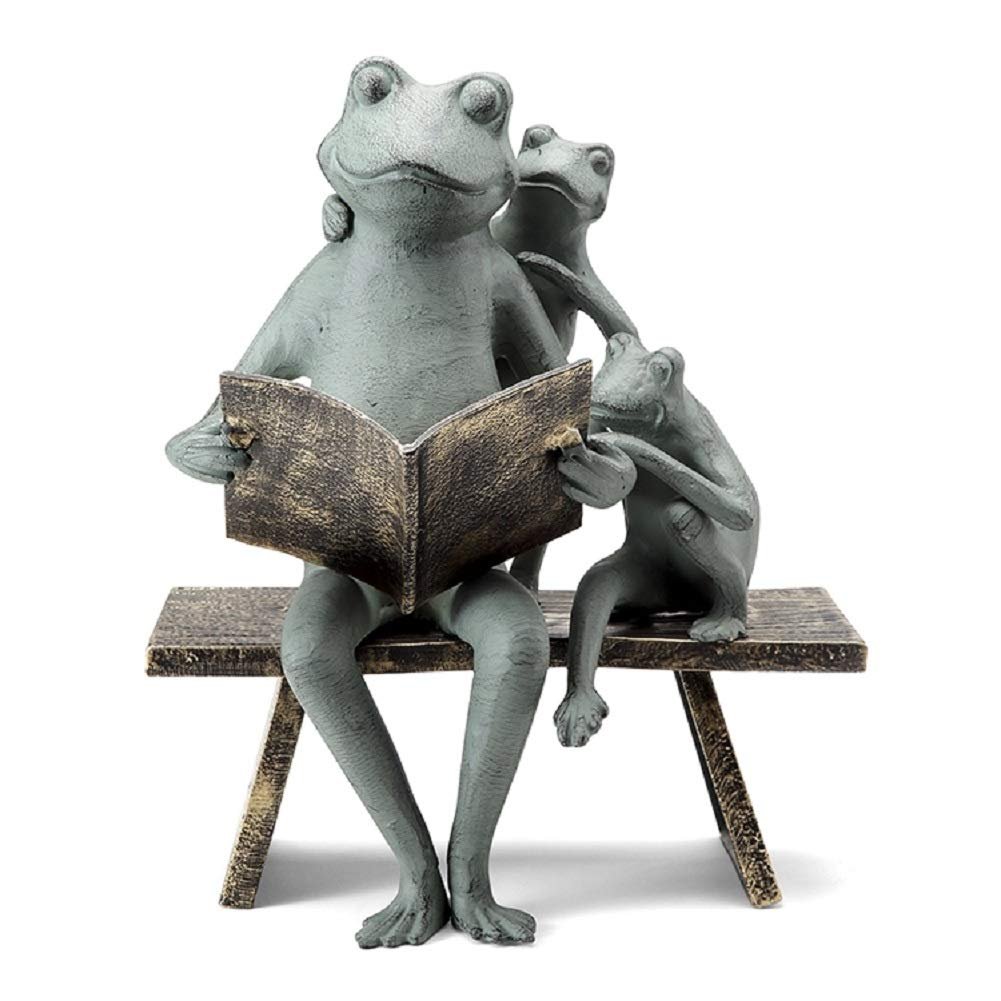SPI Home Reading Frog Family Cast Aluminum Garden Sculpture Outdoor Decor