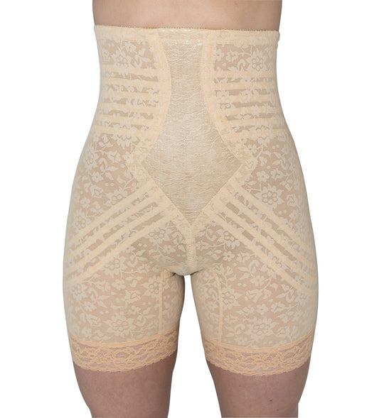 Rago Womens Style 6207 – High-Waist Thigh Slimmer. Guaranteed No Top Roll Beige 2X/34 One Size