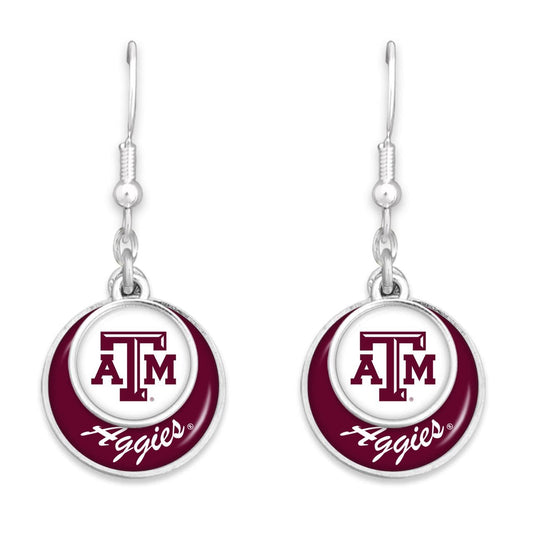 Texas A&M Aggies Stacked Disk Earrings Jewelry Gift Licensed TAMU