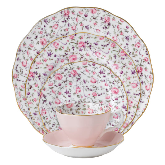 Royal Albert 8704025822 New Country Roses Rose Confetti Vintage Formal Place Setting, 5-Piece