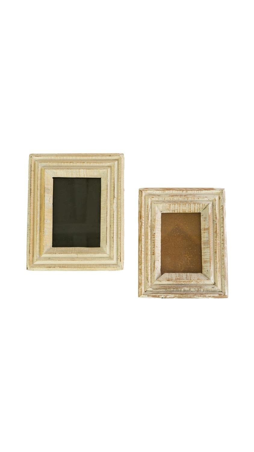 Kalalou NMCC1151 Set of 2 Recycled Wood Photo Frames, White