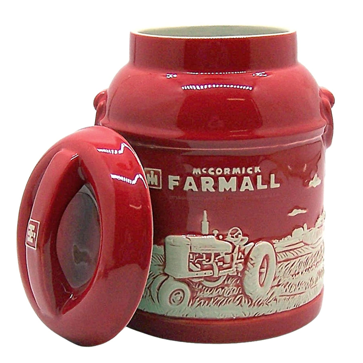 M Cornell Importers, Inc. IH Farmall Raised-Relief Stoneware Milk Can Cookie Jar