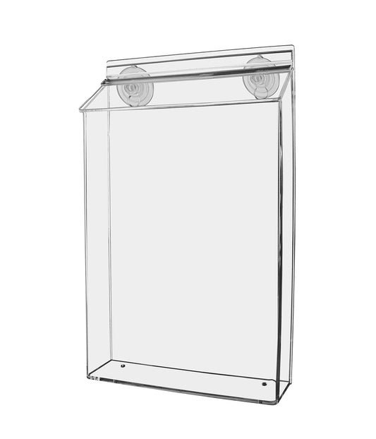 Marketing Holders Suction Cup Outdoor Literature Holder 8.5" W x 11" H Window Mount Real Estate Inspector Real Estate Agent Builders Restaurants Store Menu Pamphlets Display Bin for Business