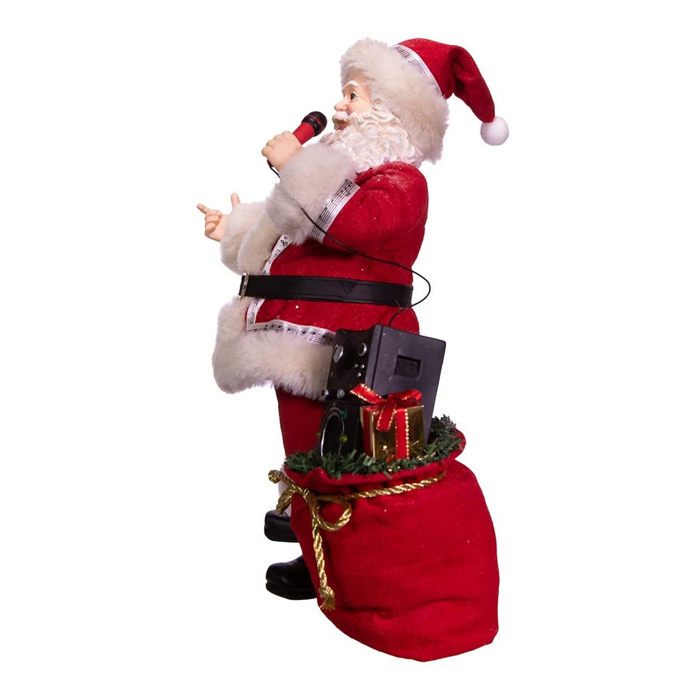 Kurt S. Adler Kurt Adler 10.5-Inch Battery-Operated Fabriche Musical Karaoke Santa, Multi
