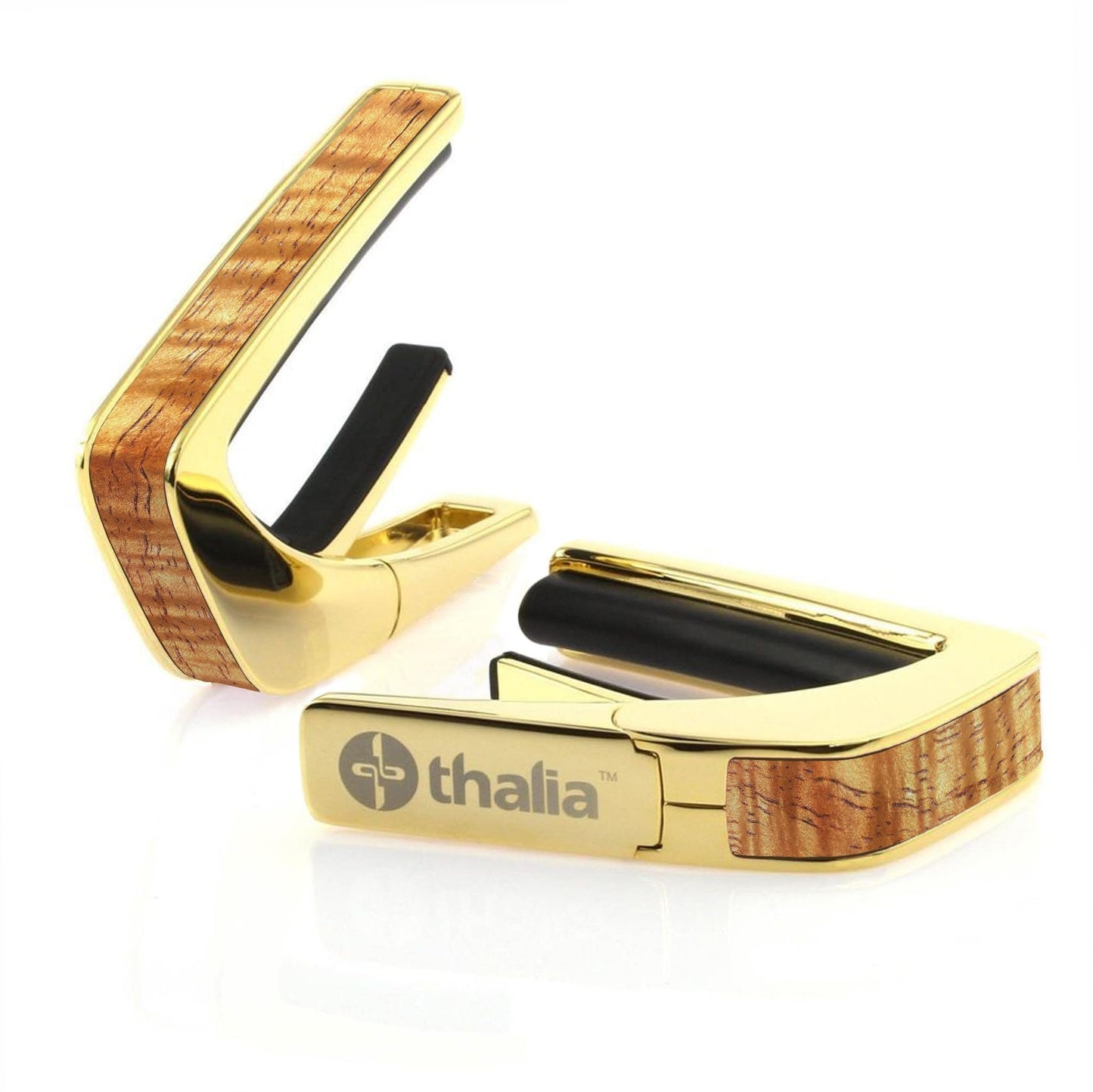 THALIA BLACK CHROME FINISH CAPO WITH AAA HAWAIIAN KOA INLAY