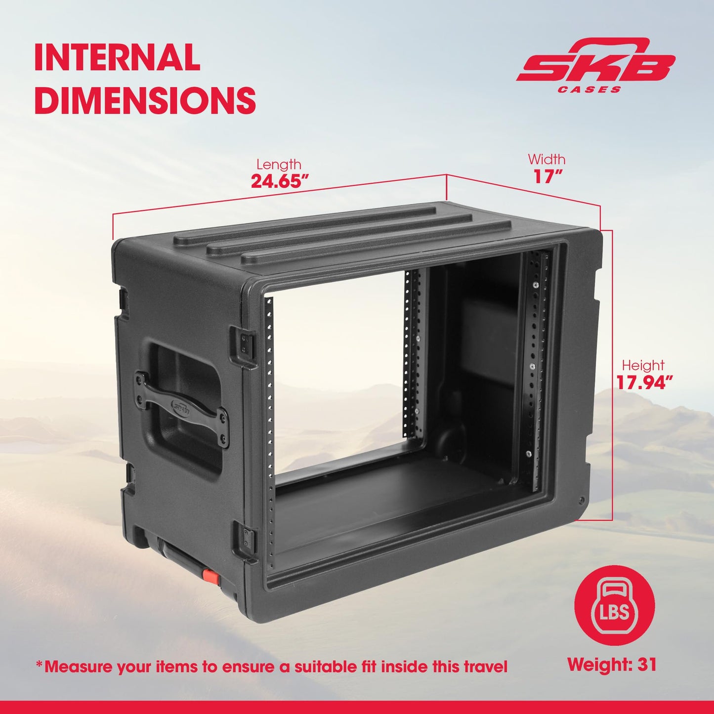 SKB 4U rSeries Shallow Rolling Rack Case