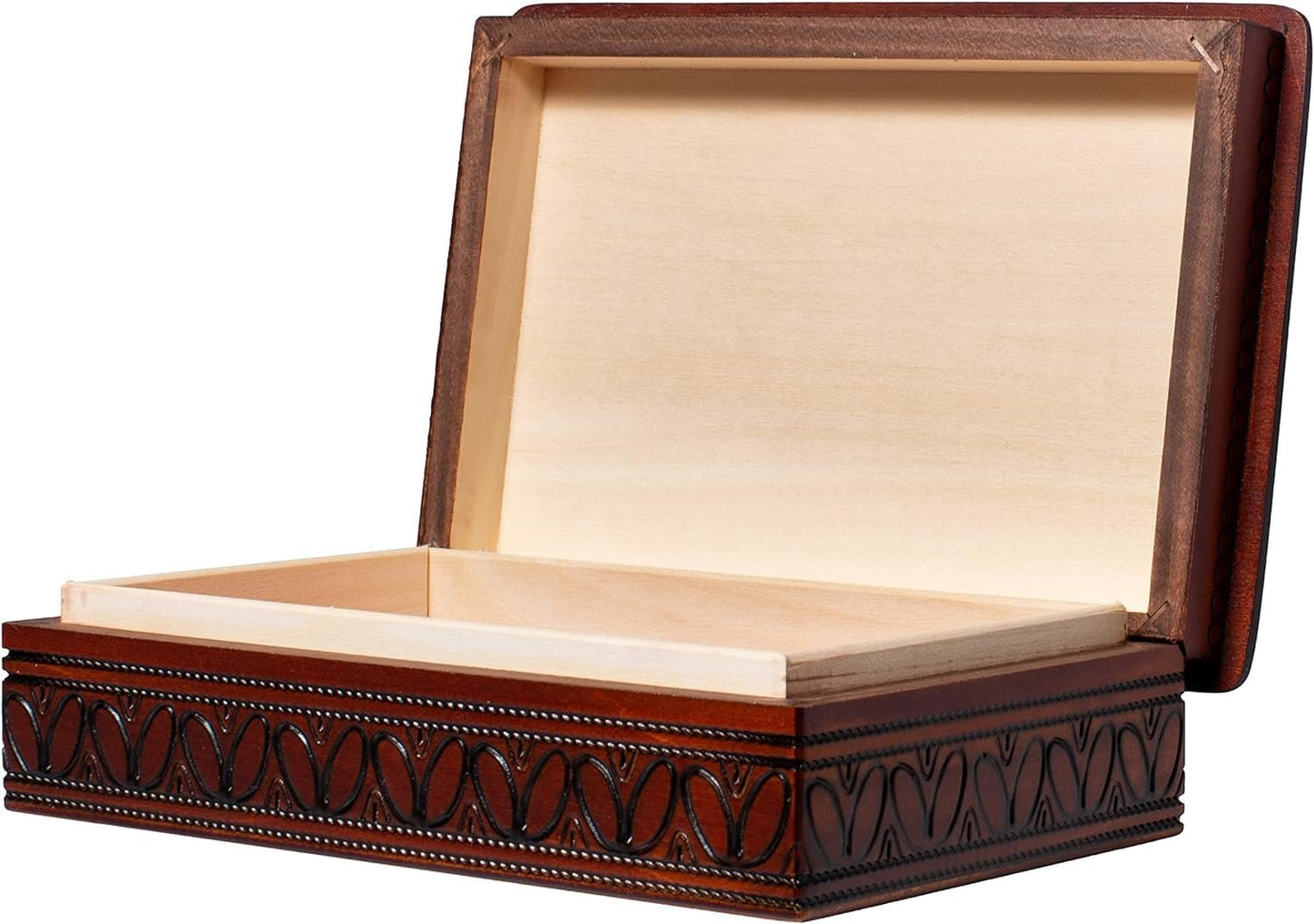 JEWELRY WOODEN BOX Handmade Linden Wood Keepsake, Made in Poland