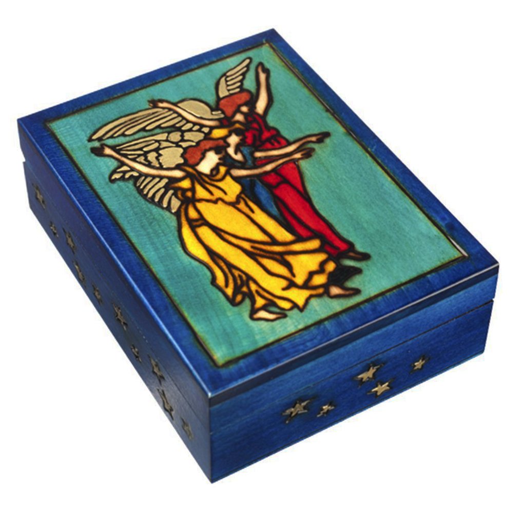 Enchanted WORL OF BOXES Saphirots Angels Jewelry Box Polish Handmade Keepsake Tarot Card Holder