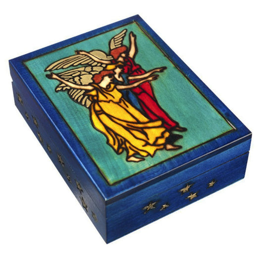 Enchanted WORL OF BOXES Saphirots Angels Jewelry Box Polish Handmade Keepsake Tarot Card Holder