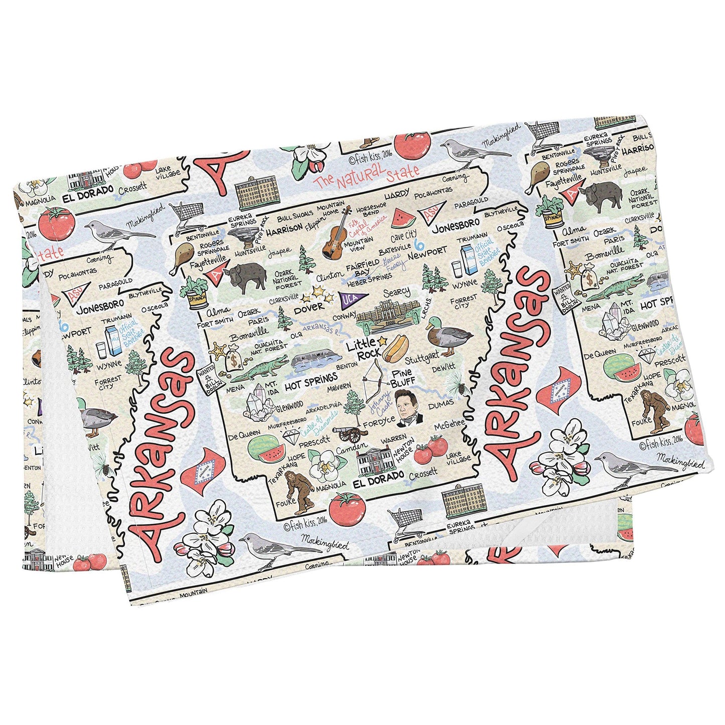 Fish Kiss 16"x24" Map Towel is 100% Microfiber Waffle Weave Help You Explore in Detail – Our Super Absorbent & Soft, Machine Washable State Map Towel is Stain & Wrinkle Resistant