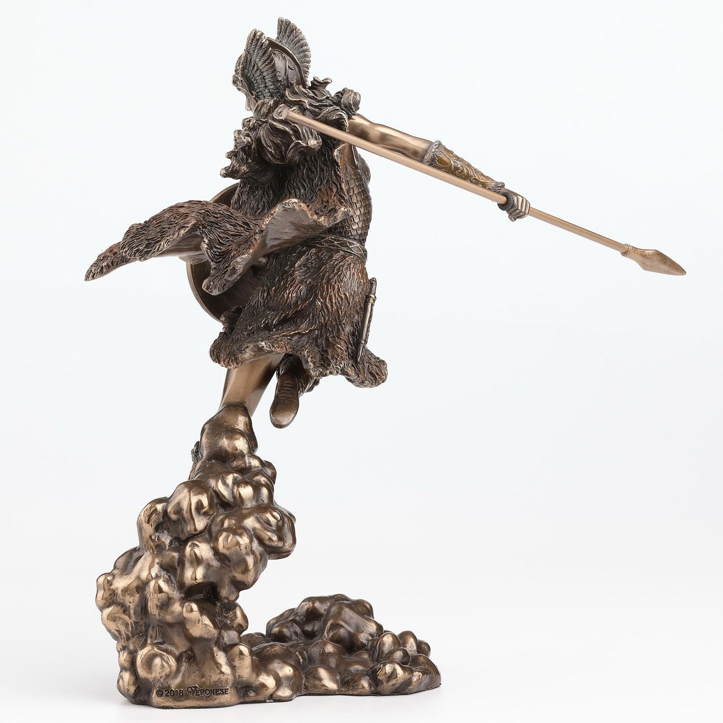 Veronese Design 9 1/4 Inch Norse Goddess Valkyrie Wielding Spear and Shield Cold Cast Resin Bronze Finish Statue Sculpture