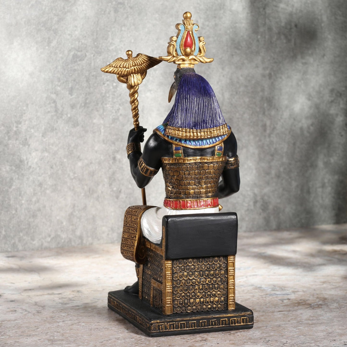 Veronese Design 9 1/4 Inch Thoth Egyptian God of Wisdom Resin Sculpture Hand Painted Black Gold Finish
