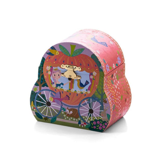 Floss & Rock Fairy Tale Carriage Musical Jewelry Box - Swirling Figurine & Flower Mirror - Kids Jewelry Organizer - Glittery Keepsake for Little Treasures
