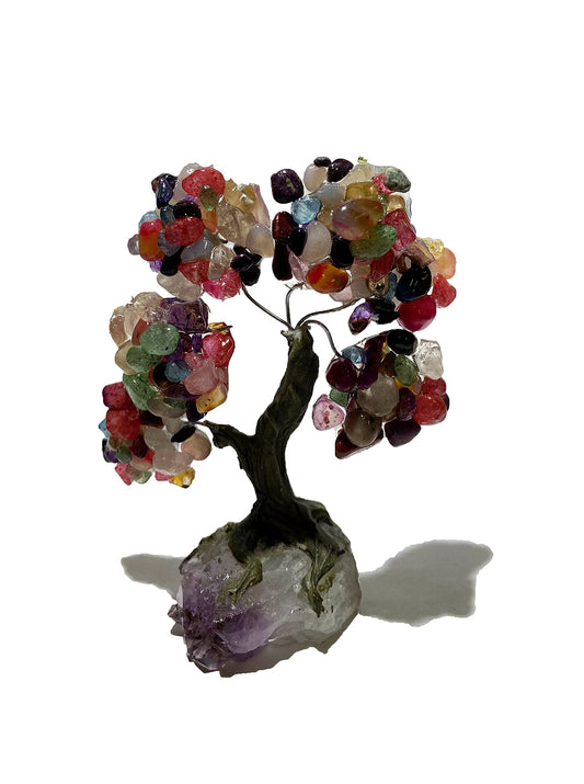 Zentron Crystal Collection: Crystal Chakra Tree with Dark Assorted Gemstones