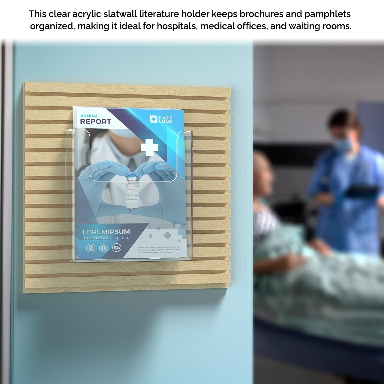 Marketing Holders 2 Pack Slatwall Brochure Holder 8.5" Wide Clear Acrylic Catalogs Magazine Rack Slot Wall Display Realtors Law Firms Libraries