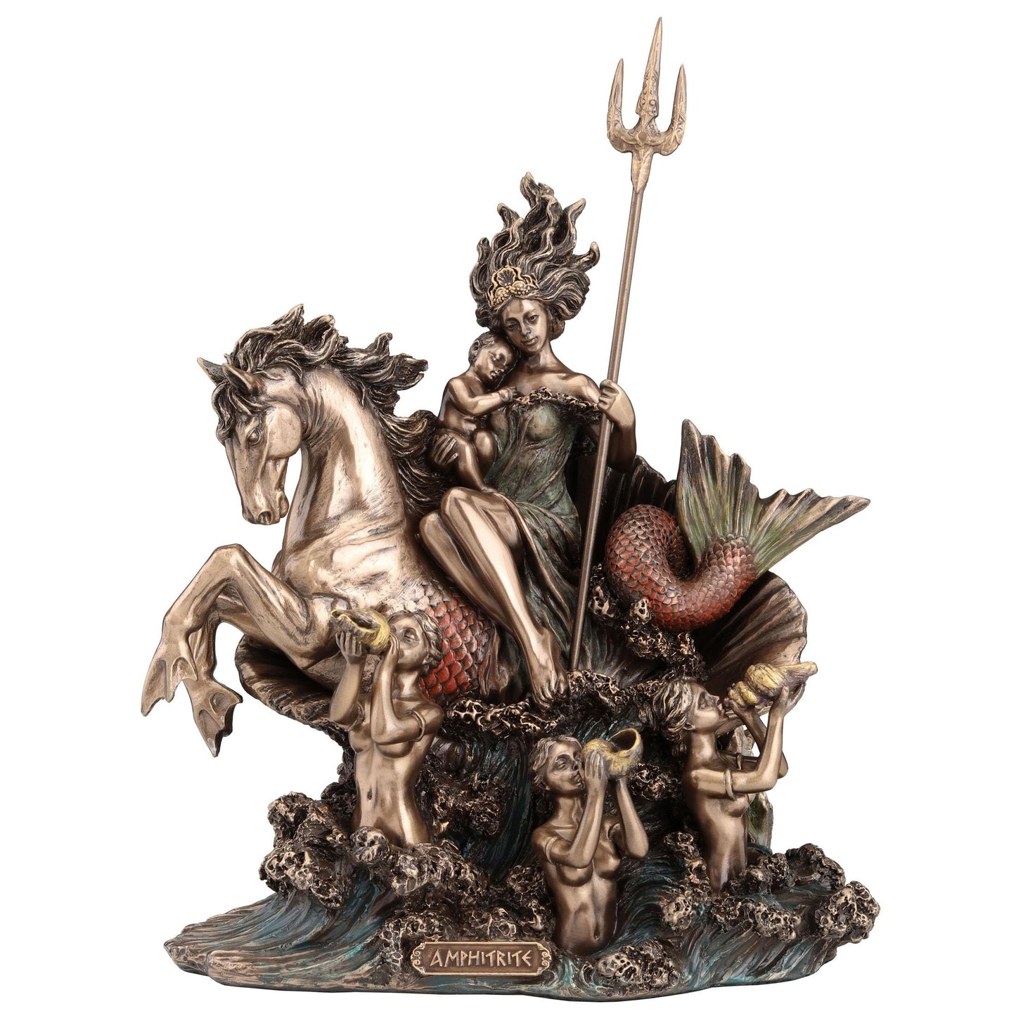Veronese Design 9 5/8 Inch Amphitrite The Greek Goddess of The Sea Cold Cast Resin Bronze Finish Sculpture