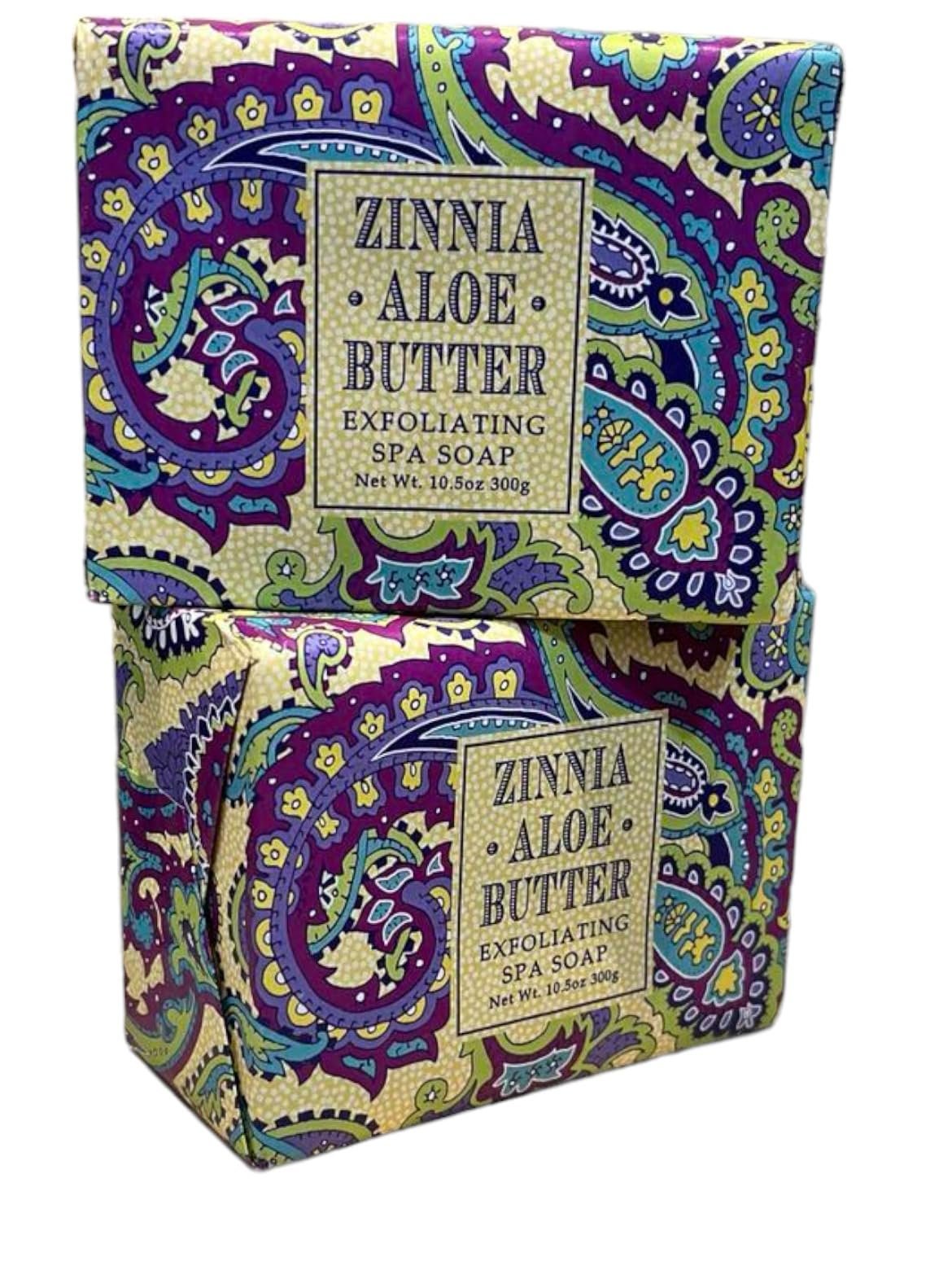 Greenwich Bay Trading Co. Zinnia & Aloe Butter Soap - 10.5 oz Triple Milled Luxury Bars, Set of 2