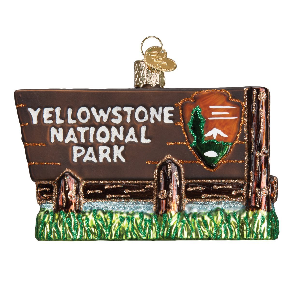 Old World Christmas Glass Blown Ornament S-Hook Gift Box, Vacation Collection (Yellow National Park)