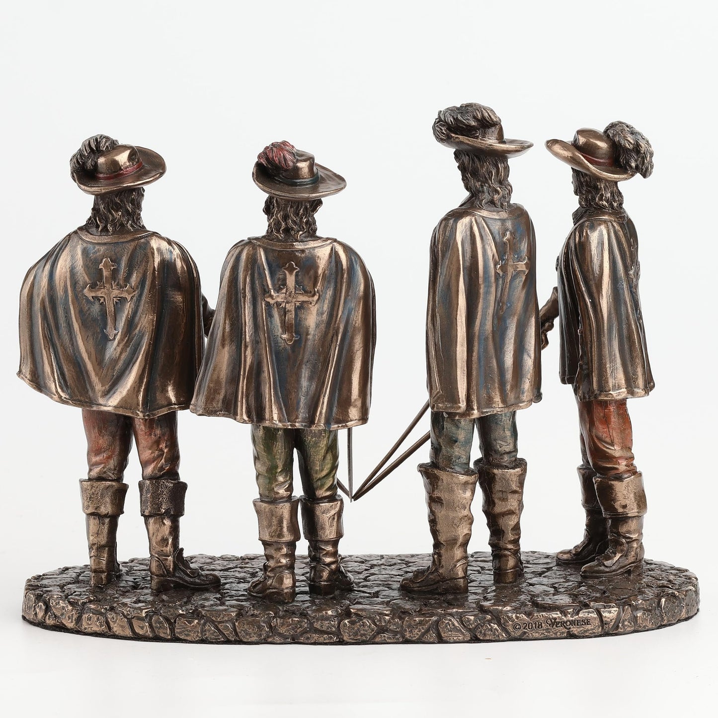 Veronese Design 7 7/8 Inch The Musketeers and D'artagnan All for One One for All Cold Cast Resin Bronze Finished Statue