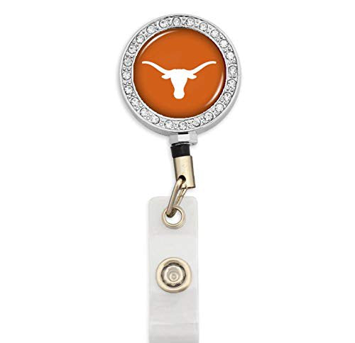Woman's University of Texas Longhorns Crystal Bling Retractable ID Badge Holder with Belt Clip