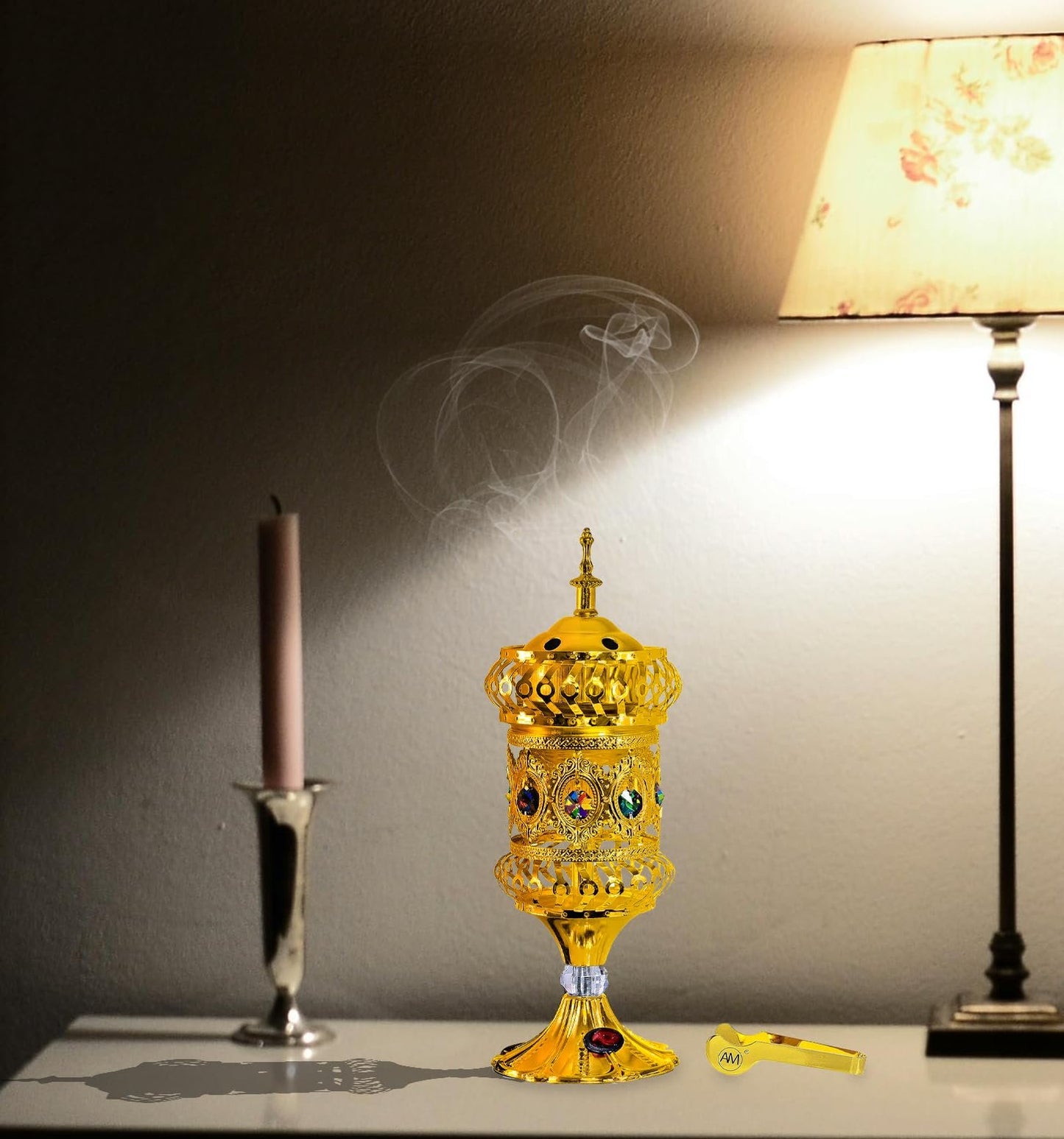 ATTAR MIST Electric Incense Burner - Oud Frankincense Resin Burner Intricate Carousel Large Mabkhara