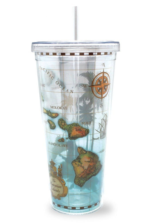 Hawai'i Map Tumblers with Straw 24 oz