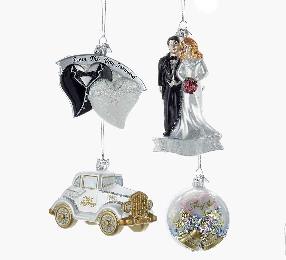 Kurt Adler 3.5"-5" Noble Gems Wedding Ornament Set of 4