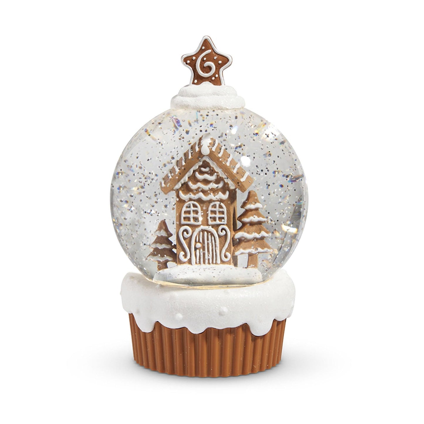 Raz Imports Gingerbread Lane 7.75" Lighted Gingerbread Village Cupcake with Swirling Glitter