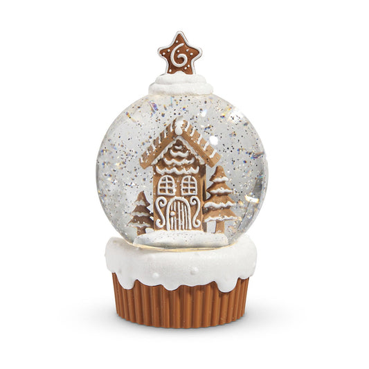 Raz Imports Gingerbread Lane 7.75" Lighted Gingerbread Village Cupcake with Swirling Glitter