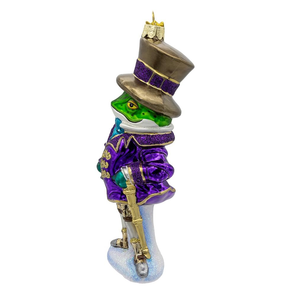 Kurt Adler 7-inch Bellissimo Glass Gentleman Frog Ornament