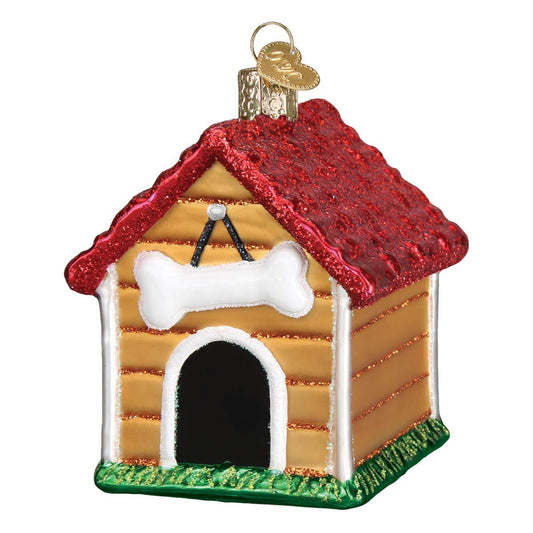 Old World Christmas Ornament, Red and Brown Dog House