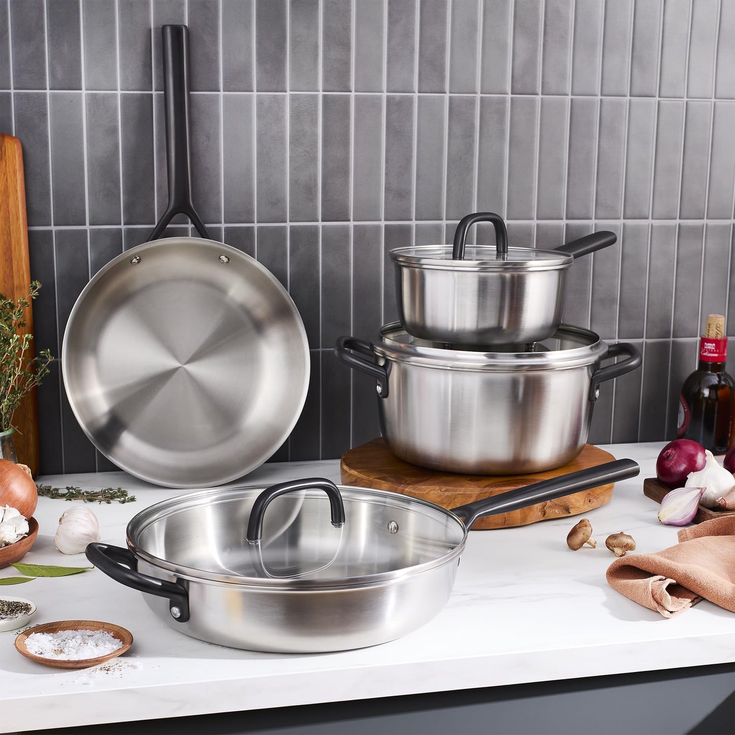 ZWILLING Milano Stainless Steel 7-pc Stainless Steel Cookware Pan Set