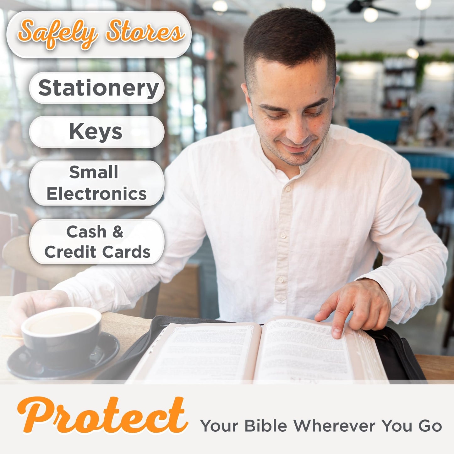 Christian Art Gifts Brown Faux Leather Bible Cover for Men and Women | Ichthus Jesus Fish Emblem Zippered Two-Fold Organizer Case for Bible or Book w/Handle Small Thinline