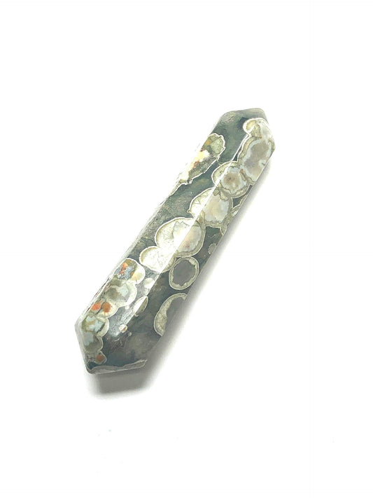 Zentron Crystal Collection: 60MM All Natural Gemstone Crystal 2"+ Wand and Velvet Pouch (Rhyolite)