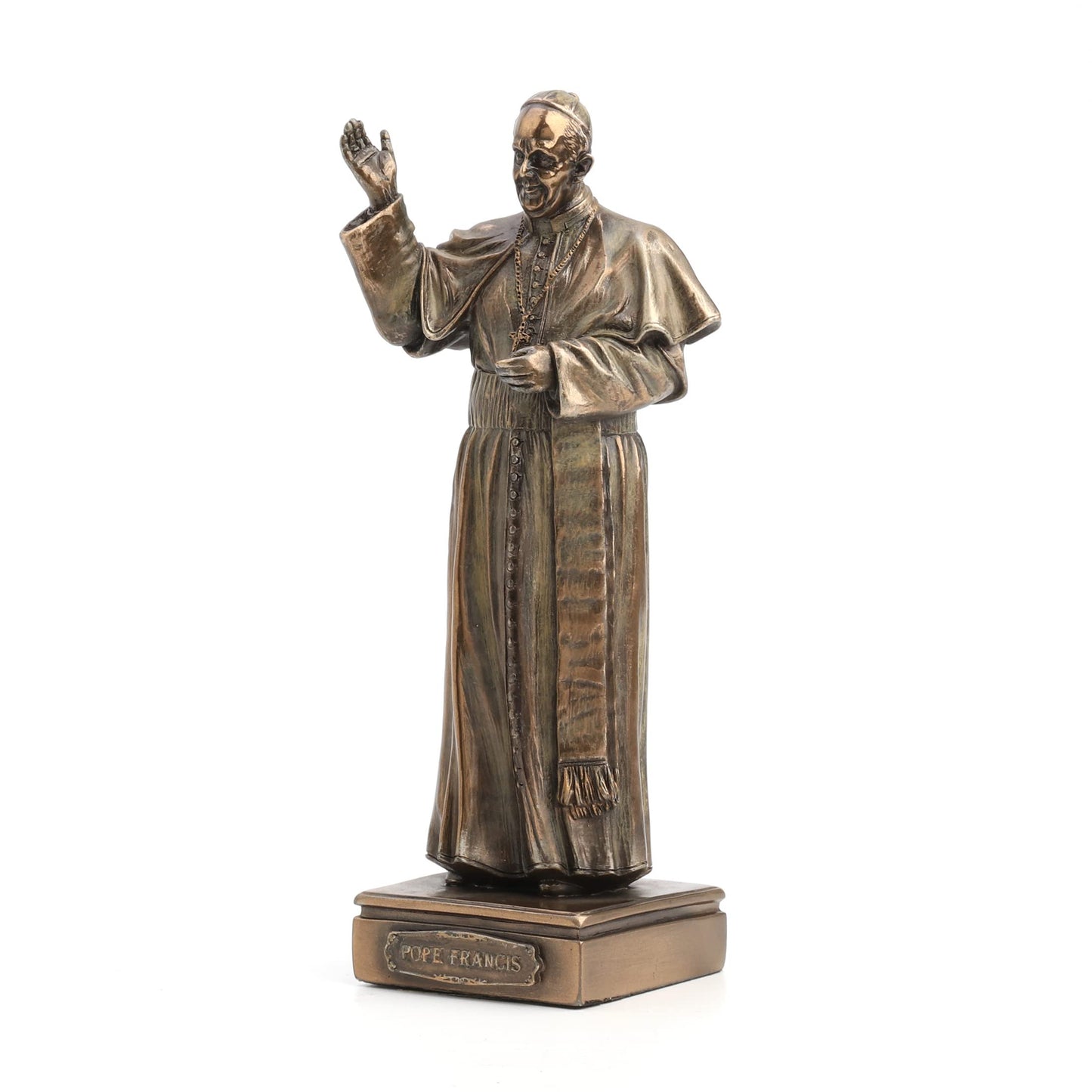11 Inch Pope Francis Cold Cast Decorative Figurine, Bronze Color