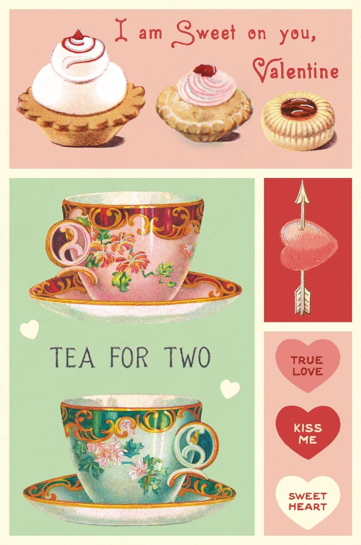 Cavallini Papers & Co Cavallini Valentines Glitter Vintage Postcards