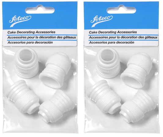 Ateco 398 Standard Plastic Couplers, for Use Cake Decorating Tubes and Bags, Set of 4, 4 Count, White (Тwо Расk)