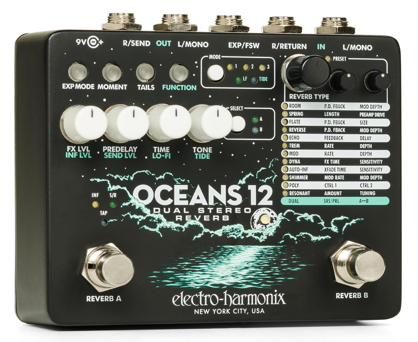 Electro-Harmonix Oceans 12 Dual Stereo Reverb Pedal
