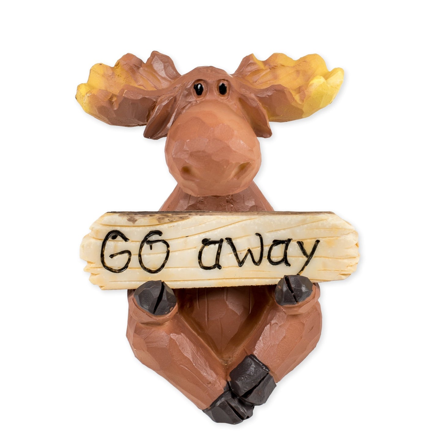 Slifka Sales Co. Moose with Welcome/Go Away Sign 3.5 x 3.5 x 4 Inch Resin Crafted Tabletop Figurine