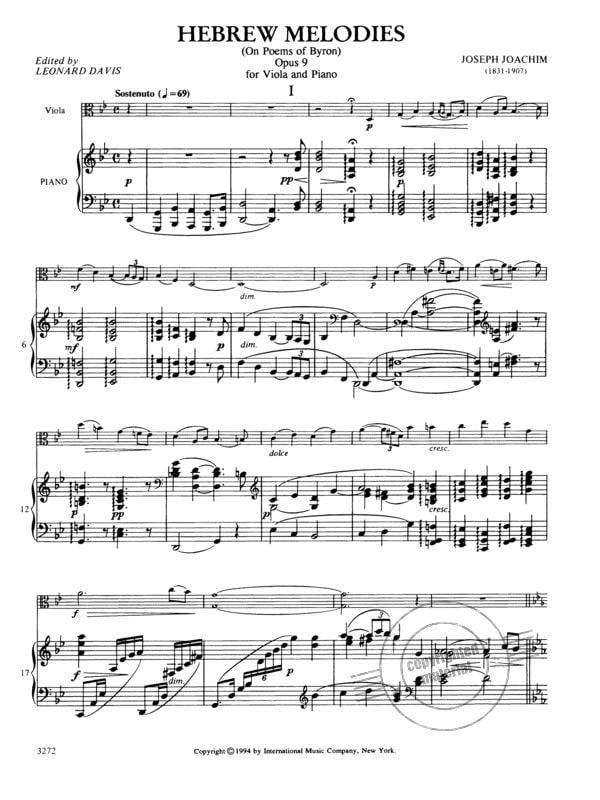 Joachim, Joseph - Hebrew Melodies (On Poems of Byron), Op 9 - Viola and Piano - edited by Leonard Davis - International [Sheet music] [Sheet music] [Sheet music] [Sheet music] [Sheet music] [Sheet music] [Sheet music] [Sheet music] [Sheet music] [Sheet...