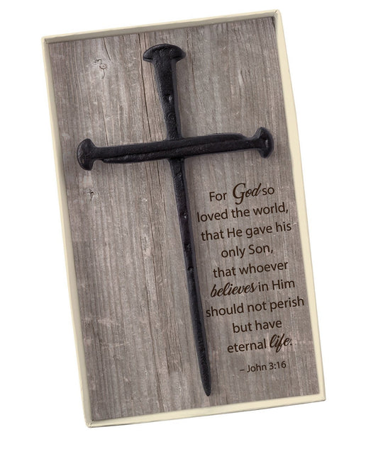 Creative Brands CB Gift The Cross Of Nails Wall Cross with Scripture, 4.25 x 7.75-Inch, Cast Iron (17199X)