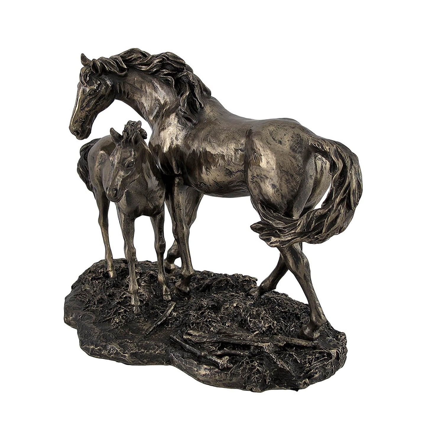 Veronese Design Majestic Mare and Foal Wild Horses Bronze Finish Statue - Exquisite Detail - Cold-Cast Resin - 7 Inches Long - Perfect Home Decor for Horse Enthusiasts