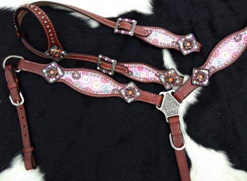 Showman Pony Donut Print Leather Headstall & Breast Collar Set