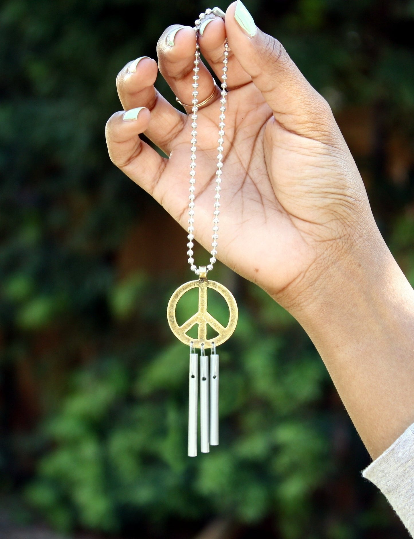 Jacob's Musical Car Charm, Peace Sign, Mini Wind Chime