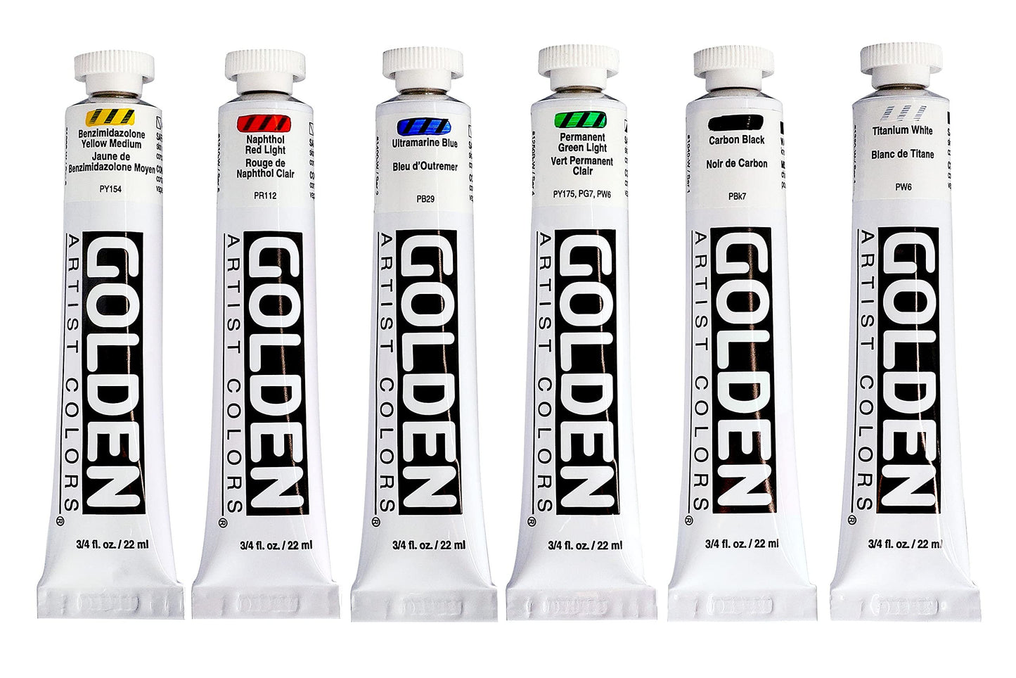 Heavy Body Acrylics by GOLDEN, Intro Set, 6 Color, Professional Acrylic Paint