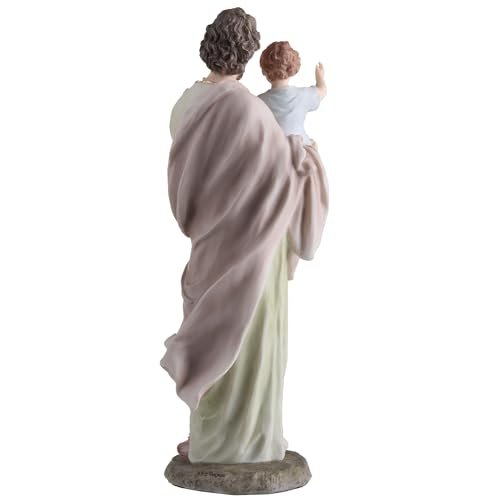 Veronese Design 8 1/4 Inch Saint Joseph Holding Baby Jesus Resin Sculpture Hand Painted Religious Decoration
