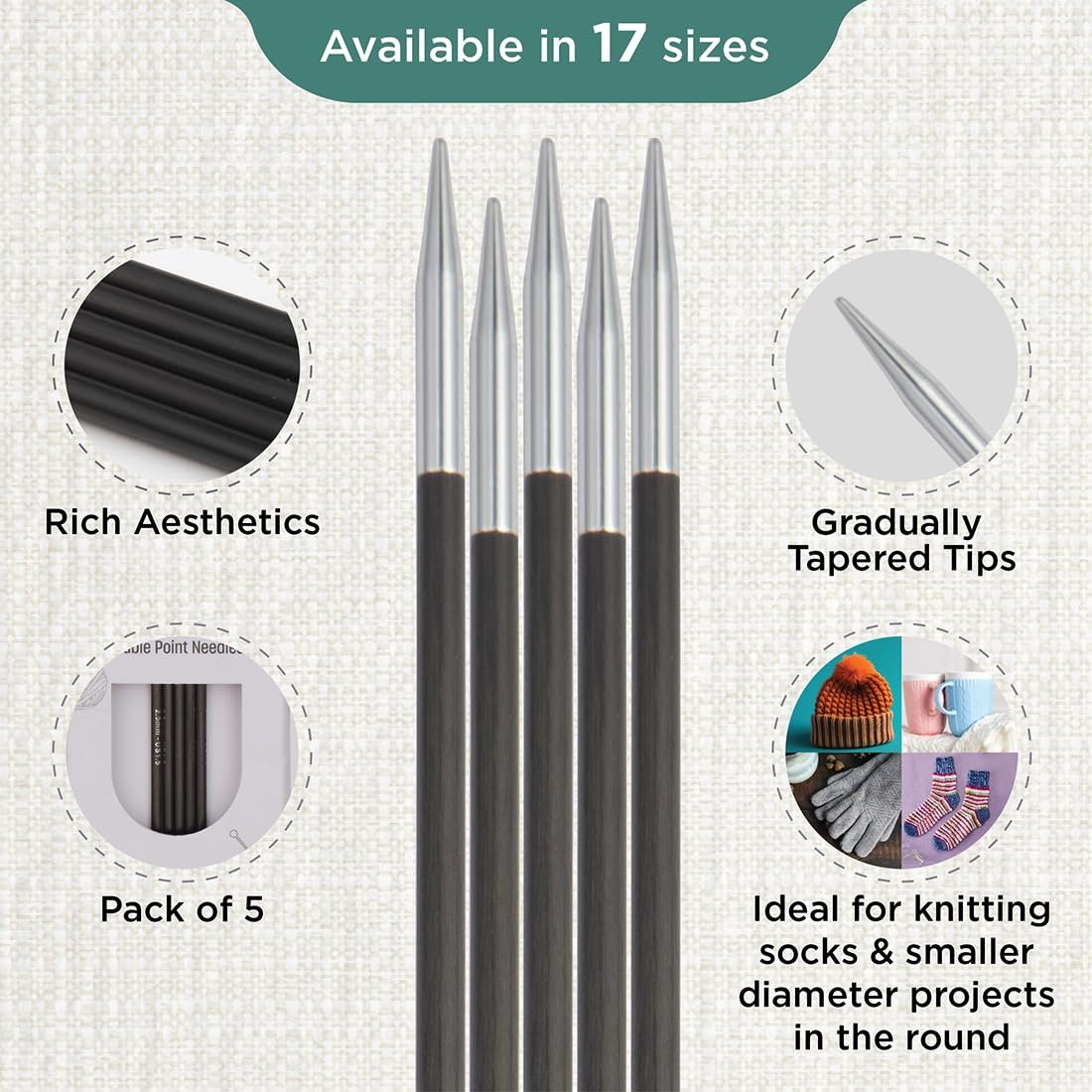 KnitPro Karbonz Double Pointed Needles 8" (20cm)