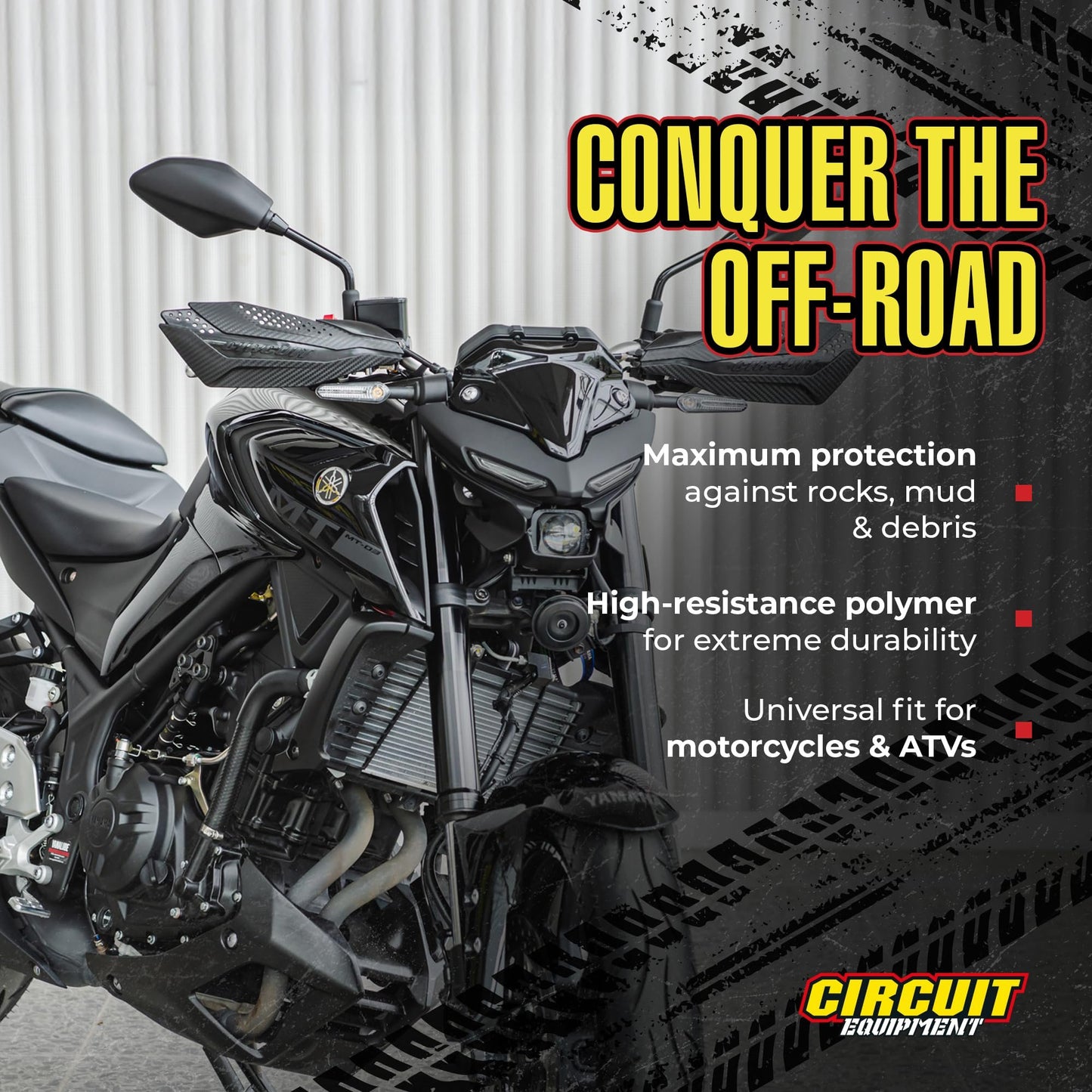 CIRCUIT EQUIPMENT - Universal Motorcycle Handguards - Italian Design, Durable, Weather-Resistant Nylon Brackets and Sleek Finish - Enhanced Control and Protection - Carbon Texture