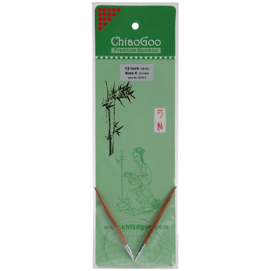 ChiaoGoo Bamboo Circular 12" Knitting Needles: Size 4