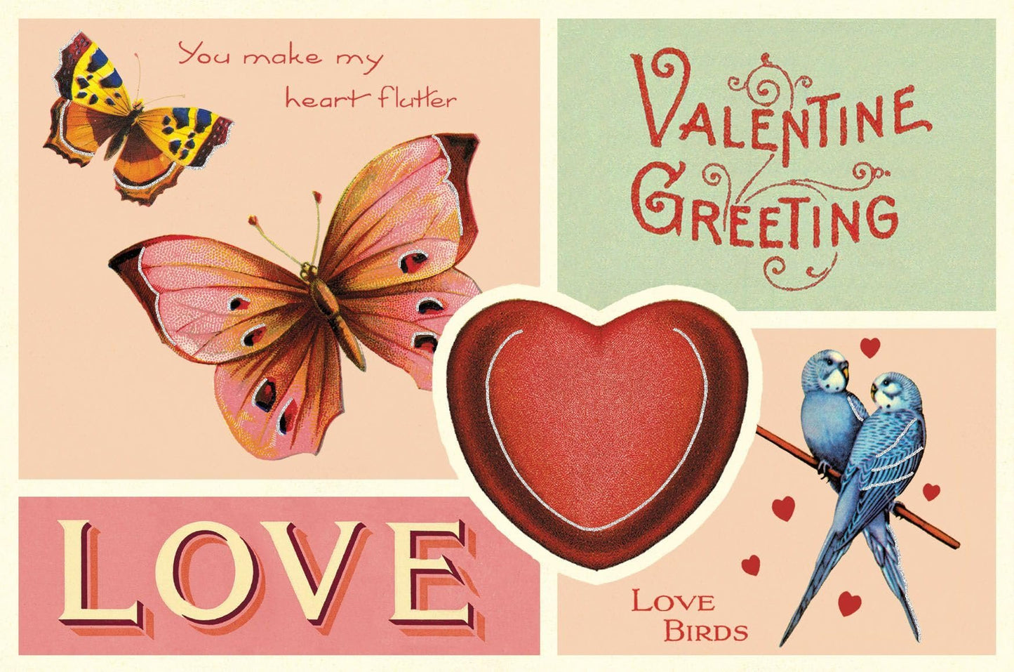 Cavallini Papers & Co Cavallini Valentines Glitter Vintage Postcards